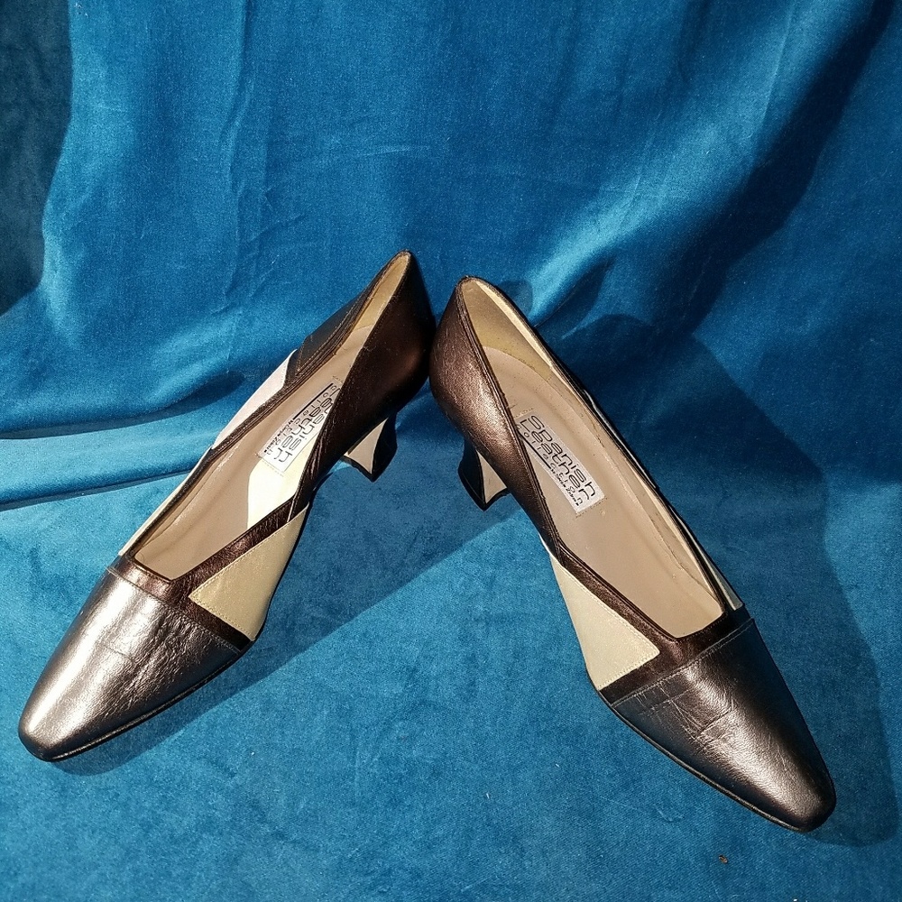 Sergio Zelcer Copper, Silver and Cream Heels